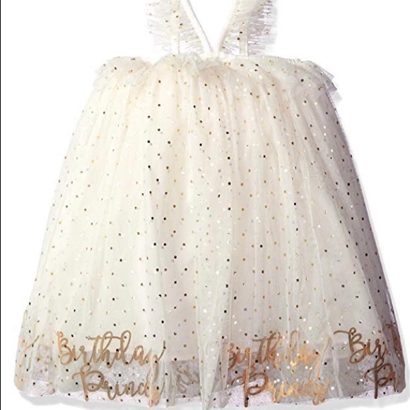Mud Pie birthday princess dress gold ivory 12m-5T - Picture 3 of 4